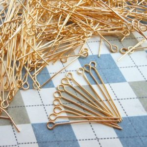 Shop Head Pins & Eye Pins! 500 pcs of plated gold eye pins 28mm | Shop jewelry making and beading supplies, tools & findings for DIY jewelry making and crafts. #jewelrymaking #diyjewelry #jewelrycrafts #jewelrysupplies #beading #affiliate #ad
