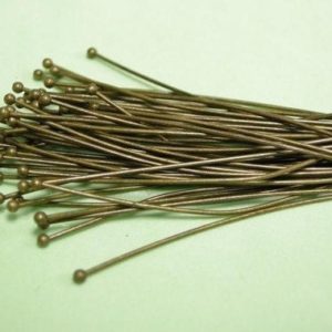 Shop Head Pins & Eye Pins! 50pc 60mm Long 0.5mm(gauge 25) Antique Bronze Round Head Pin-lv800 | Shop jewelry making and beading supplies, tools & findings for DIY jewelry making and crafts. #jewelrymaking #diyjewelry #jewelrycrafts #jewelrysupplies #beading #affiliate #ad