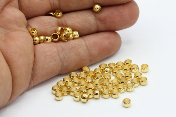 5mm 24 K Shiny Gold Plated Crimp Beads - Gld43
