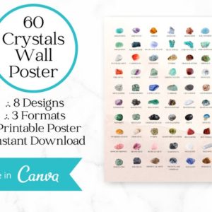 Shop Healing Stones Charts! 60 Crystals Wall Poster 8 Designs 3 File Formats 2 sizes PDF JPG PNG | Healing Crystals Chart Information Fact Sheet Gemstone Identification | Shop jewelry making and beading supplies, tools & findings for DIY jewelry making and crafts. #jewelrymaking #diyjewelry #jewelrycrafts #jewelrysupplies #beading #affiliate #ad