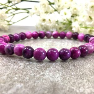 Purple Sugilite Beaded Bracelet 6mm Stretchy String Bracelet Healing Anxiety Relief Spiritual Balancing Calming Gift For Women | Natural genuine Gemstone bracelets. Buy crystal jewelry, handmade handcrafted artisan jewelry for women.  Unique handmade gift ideas. #jewelry #beadedbracelets #beadedjewelry #gift #shopping #handmadejewelry #fashion #style #product #bracelets #affiliate #ad