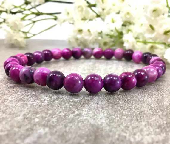 Purple Sugilite Bracelet 6mm Stretchy String Bracelet Healing Anxiety Relief Spiritual Balancing Calming Gift For Women
