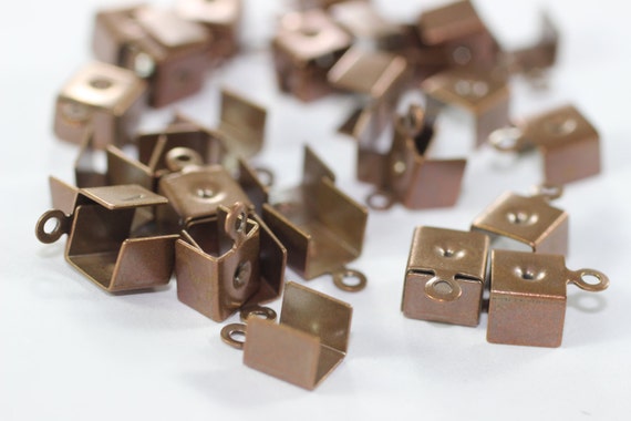 7.5 X 11 Mm Antique Bronze Leather Crimp Ends With Hole 7,5x11mm, Cord Ends, End Cord. Crimp End, Cord Tip , Crimp End Findings,