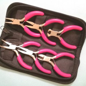 Shop Beading Pliers! 80mm Mini 6pcs Plier Set w/ Plier Pocket 3 inch Pliers Set Round Nose Pliers Needle Nose Pliers Diagonal Cutter Plier Portable Pink Pliers | Shop jewelry making and beading supplies, tools & findings for DIY jewelry making and crafts. #jewelrymaking #diyjewelry #jewelrycrafts #jewelrysupplies #beading #affiliate #ad