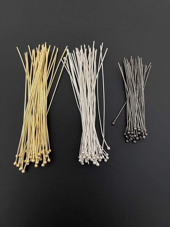 E-coated Ball Head Pins 22 Gauge: Gold, Silver, Gunmetal - (100 Pcs, Choose Size)