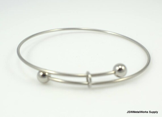 Adjustable Stainless Steel Charm Bangle Bracelet Blank, Ready To Wear, 1.5 Mm, Adjustable Bracelet, Charm Bracelet Blank