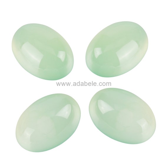 2pcs Aaa Natural Light Green Agate Translucent Oval Cabochon Arc Bottom Gemstone Cabochons 20x15mm #gn48