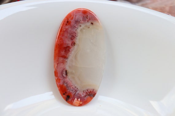 Moroccan Agate Cabochon, Big Size, Oval Designer Cabochon, Beautiful White And Translucent Fortification Lines, Pocket Stone, Loose Stone.