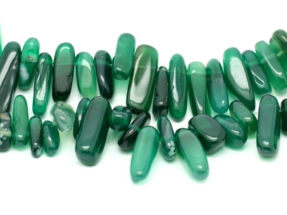 10pc - Perles De Pierre - Agate Verte Rocailles Chips Bâtonnets 10-22mm -  4558550005632