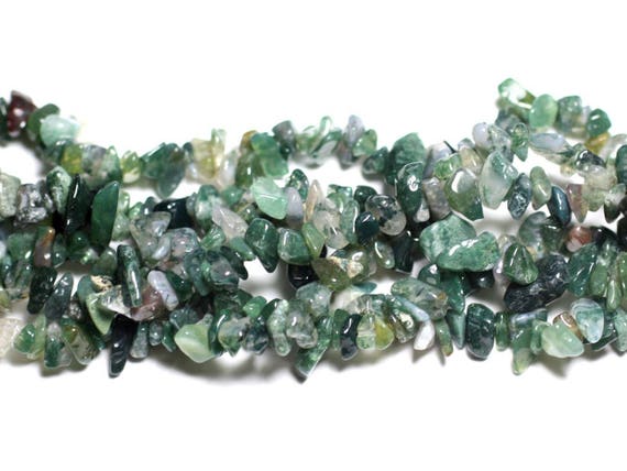 130pc Environ - Perles De Pierre - Agate Mousse Rocailles Chips 5-12mm  - 4558550020154