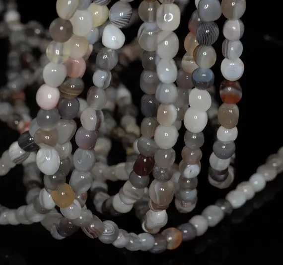 Botswana  Agate Gemstone Grey Pebble 9x9-6x5mm Loose Beads 15.5 Inch Full Strand (90191757-b63)