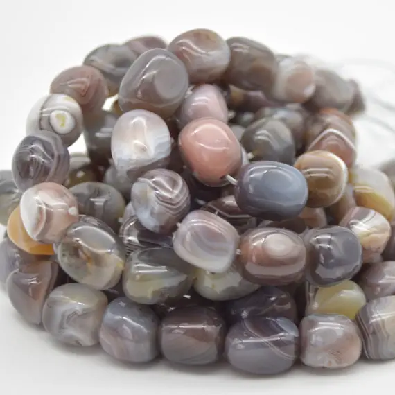 Natural Botswana Agate Semi-precious Gemstone Large Nugget Beads - 12mm - 16mm X 10mm - 12mm - 15" Strand