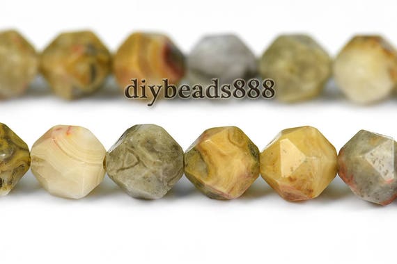 Multicolor Crazy Lace Agate Faceted Nugget Star Cut Beads,diamond Cut Bead,nugget Beads,natural,agate Beads,6mm 8mm 10mm,15" Full Strand