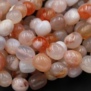 Shop Agate Chip & Nugget Beads! Natural Cherry Blossom Agate Beads Aka Flower Agate Rounded Freeform Nuggets 10mm 12mm Irregular 15.5" Strand | Natural genuine chip Agate beads for beading and jewelry making.  #jewelry #beads #beadedjewelry #diyjewelry #jewelrymaking #beadstore #beading #affiliate #ad
