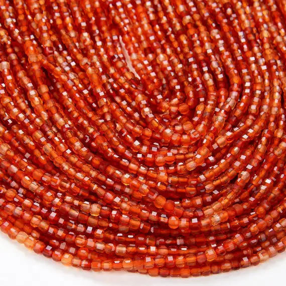 2mm Natural Canadian Red Agate Gemstone Grade Aaa Micro Faceted Diamond Cut Cube Loose Beads Bulk Lot 1,2,6,12 And 50 (p42)