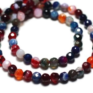 Shop Agate Faceted Beads! Fil 39cm 89pc env – Perles de Pierre – Agate Boules facettées 4mm Multicolore | Natural genuine faceted Agate beads for beading and jewelry making.  #jewelry #beads #beadedjewelry #diyjewelry #jewelrymaking #beadstore #beading #affiliate #ad