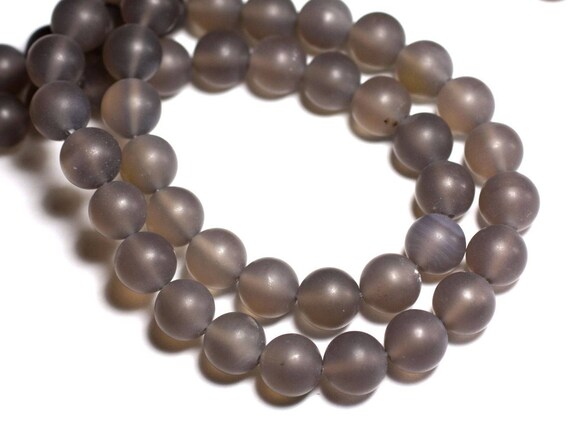 10pc - Perles De Pierre - Agate Grise Mat Boules 8mm -  8741140000384
