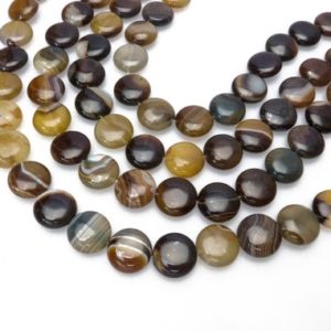 brown sardonyx beads – brown banded agate gemstone – stripe agate coin beads – brown gemstone beads –  jewelry making supplies -15inch | Natural genuine other-shape Agate beads for beading and jewelry making.  #jewelry #beads #beadedjewelry #diyjewelry #jewelrymaking #beadstore #beading #affiliate #ad