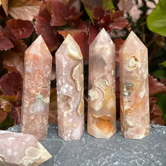 Cherry Blossom Agate Tower,healing Crystal Tower,quartz Point Tower,flower Agate Tower,obelisk Energy Tower,for Gift Tower,2.5~4.0 Inches