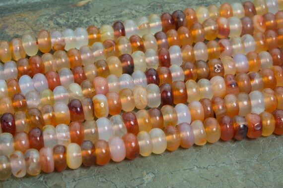 Sunset Agate Rondelle Beads - Natural Agate Rondelles - White And Red Gemstone Beads -smooth Stone Rondelles - Rondelle Beads -15inch