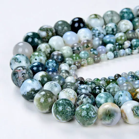 6mm Tree Agate Gemstone Green Round Loose Beads 15 Inch Full Strand (80005988-m39)