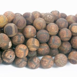 brown football  DZI agate  beads – Tibetan agate gemstone beads – matte round agate beads – vintage style agate beads -8-12mm beads -15 inch | Natural genuine round Agate beads for beading and jewelry making.  #jewelry #beads #beadedjewelry #diyjewelry #jewelrymaking #beadstore #beading #affiliate #ad