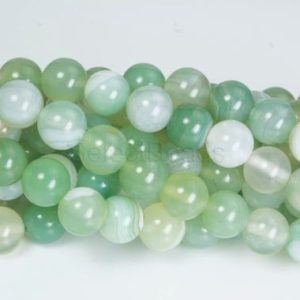 light green banded agate gemstone – agate stone round beads – mint green jewelry beads – beading supplies online  – green beads -15inch | Natural genuine round Agate beads for beading and jewelry making.  #jewelry #beads #beadedjewelry #diyjewelry #jewelrymaking #beadstore #beading #affiliate #ad