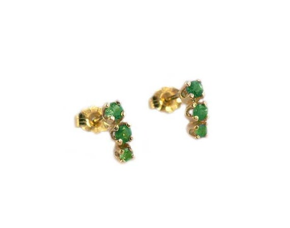 Genuine Siberia Alexandrite Earrings, 14kt Gold, Color-change Gems Natural Gemstones 19th Century Antique Gemstones, Alexandrite Studs 65215