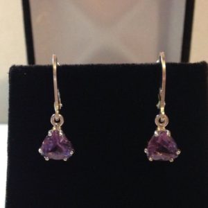 Shop Alexandrite Earrings! GORGEOUS Color Change Alexandrite Sterling Trillion Dangle Earrings Trillion Cut Gemstone Jewelry Trending Stones | Natural genuine Alexandrite earrings. Buy crystal jewelry, handmade handcrafted artisan jewelry for women.  Unique handmade gift ideas. #jewelry #beadedearrings #beadedjewelry #gift #shopping #handmadejewelry #fashion #style #product #earrings #affiliate #ad