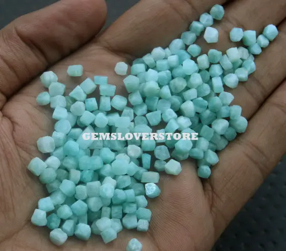 50 Pieces Tiny Amazonite 2-4 Mm Raw, Genuine Natural Amazonite Gemstone Rough, Loose Gemstone Rough Healing Crystal Semi Precious Wholesale