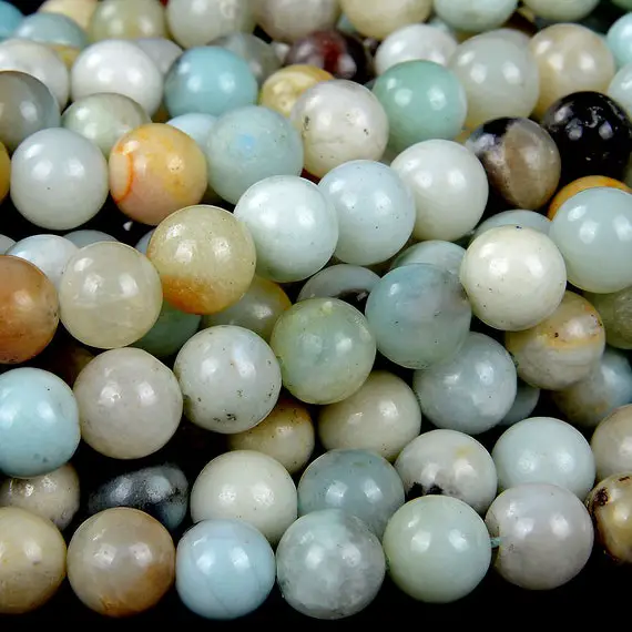8mm Amazonite Gemstone Blue Brown Round Loose Beads 15 Inch Full Strand (90182424-131)