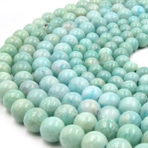 Shop Amazonite Round Beads! Large Hole Amazonite Beads | Blue Amazonite Smooth Round Shaped Beads with 2mm Holes | 7.5" Strand | 8mm 10mm Available | Natural genuine round Amazonite beads for beading and jewelry making.  #jewelry #beads #beadedjewelry #diyjewelry #jewelrymaking #beadstore #beading #affiliate #ad