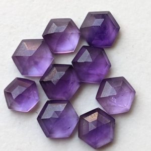 Shop Amethyst Cabochons! 7-7.5mm Amethyst Faceted Hexagon Flat Back Cabochons, Amethyst Rose Cut Hexagon, Loose Amethyst For Jewelry (5pcs To 10Pcs Options) – ADG362 | Natural genuine stones & crystals in various shapes & sizes. Buy raw cut, tumbled, or polished gemstones for making jewelry or crystal healing energy vibration raising reiki stones. #crystals #gemstones #crystalhealing #crystalsandgemstones #energyhealing #affiliate #ad