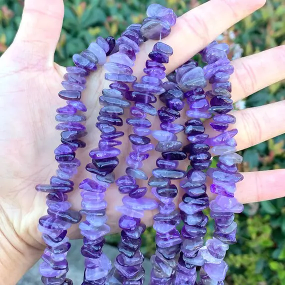 1 Strand/15" Natural Purple Amethyst Healing Gemstone Free Form 8-10mm Tumbled Pebble Rock Stone Beads For Earrings Necklace Jewelry Making