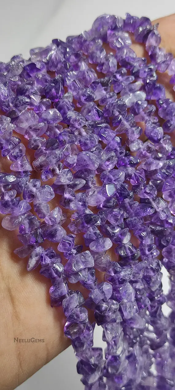 Natural Purple Amethyst Raw Uncut Chips Gemstone Beads,amethyst Raw Rough Uncut Beads,34"inches Purple Amethyst Beads For Handmade Jewelry