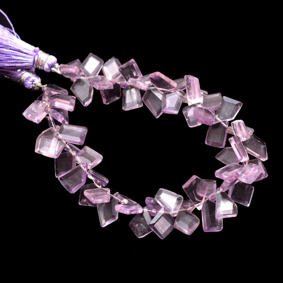 Natural Aaa+ Pink Amethyst Faceted Side Drill Nugget Beads | Amethyst Semi Precious Gemstone Step Cut Fancy Tumbled Beads | 8inch Strand