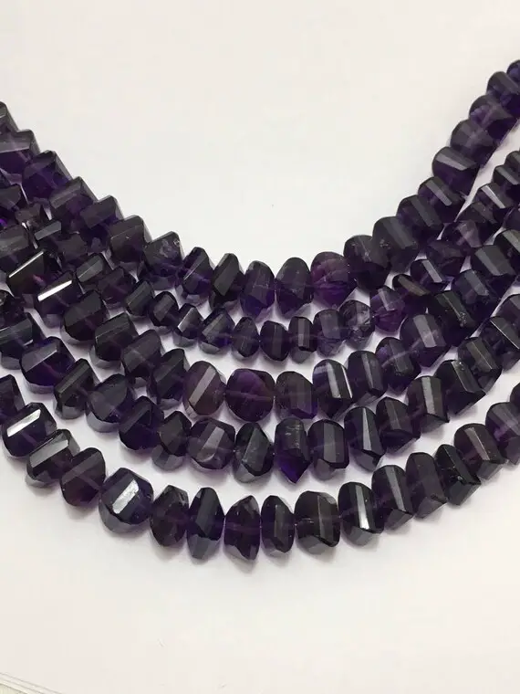 Natural Amethyst Faceted Twisted Rondelle Shape Baeds,amethyst Gemstone  Beads ,amethyst Rondelle Beads,amethyst Faceted Beads For Jewelry