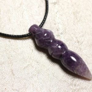 Shop Amethyst Pendants! Collier Pendentif Pierre Pendule Egyptien Thot Gravé 45mm Améthyste violet mauve | Natural genuine Amethyst pendants. Buy crystal jewelry, handmade handcrafted artisan jewelry for women.  Unique handmade gift ideas. #jewelry #beadedpendants #beadedjewelry #gift #shopping #handmadejewelry #fashion #style #product #pendants #affiliate #ad