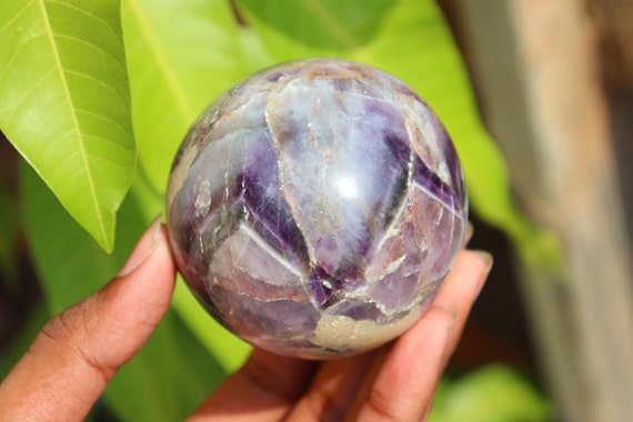 Banded Amethyst Sphere, Worry Stone, Healing Crystal Sphere, Thumb Stone, Amethyst Sphere, Amethyst Crystal, Amethyst Ball, Gemstone.