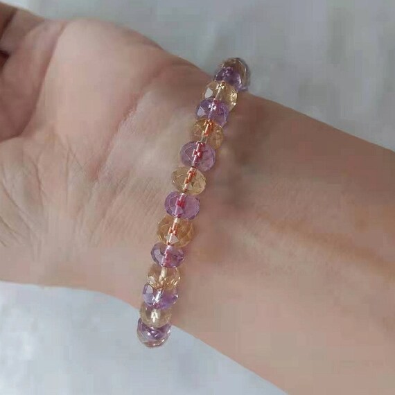 Amethyst & Citrine Bracelet. Anti Anxiety Gemstone Bracelet. Handmade Jewelry Healing Gemstone Bracelet Yoga Bracelet. Gift For Her.