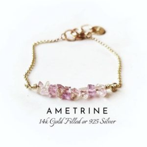 AMETRINE Crystal Bracelet | Raw Natural Ametrine Bracelet  | 14k Gold Filled or 925 Sterling Silver | Natural genuine Ametrine bracelets. Buy crystal jewelry, handmade handcrafted artisan jewelry for women.  Unique handmade gift ideas. #jewelry #beadedbracelets #beadedjewelry #gift #shopping #handmadejewelry #fashion #style #product #bracelets #affiliate #ad