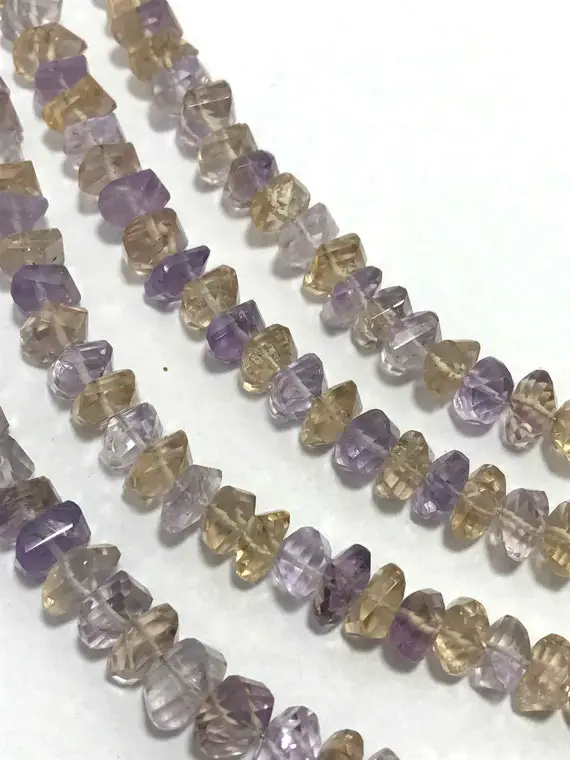 Natural Ametrine Faceted Twisted Rondelle Shape Gemstone Beads, Ametrine Faceted Rondelle Beads,6-7 Mm Ametrine Beads,jewelry Making Beads