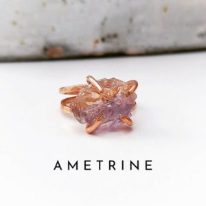 AMETRINE Raw Stone Ring | Raw Ametrine Ring | Raw Crystal Ring | Natural Gemstone  Ring | Large Nugget Ring | Gold Filled Raw Stone Ring | Natural genuine Gemstone rings, simple unique handcrafted gemstone rings. #rings #jewelry #shopping #gift #handmade #fashion #style #affiliate #ad