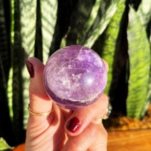 Shop Ametrine Shapes! Ametrine Sphere w/ stand – Amethyst & Citrine blend – Ametrine Crystal | Natural genuine stones & crystals in various shapes & sizes. Buy raw cut, tumbled, or polished gemstones for making jewelry or crystal healing energy vibration raising reiki stones. #crystals #gemstones #crystalhealing #crystalsandgemstones #energyhealing #affiliate #ad