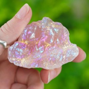 Shop Raw & Rough Angel Aura Quartz Stones! Rough Rose Aura Quartz (Pink Angel Aura Quartz Crystal) | Natural genuine stones & crystals in various shapes & sizes. Buy raw cut, tumbled, or polished gemstones for making jewelry or crystal healing energy vibration raising reiki stones. #crystals #gemstones #crystalhealing #crystalsandgemstones #energyhealing #affiliate #ad
