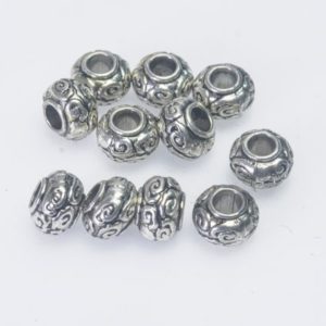 20X Antique Silver Macrame Beads 19x11mm Tube Barrel Floral Craft Bead 5mm Hole