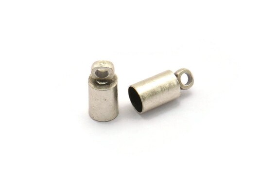Antique Silver Tassel End Caps, 24 Antique Silver Plated End Cap, Cord Tips, Cord Ends (9x4mm) Cap 7 B0017 H0169