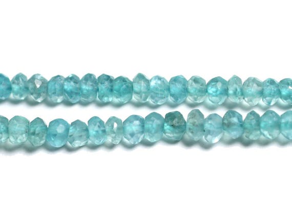 10pc - Perles Pierre - Apatite Rondelles Facettées 2-4mm Bleu Vert Clair Turquoise - 4558550090232