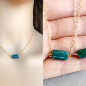 Shop Apatite Necklaces! Dainty Apatite Necklace, Gold Filled Crystal Necklace, Tiny Crystal Choker, Healing Crystal Stone Minimalist Necklace, Blue Crystal Necklace | Natural genuine Apatite necklaces. Buy crystal jewelry, handmade handcrafted artisan jewelry for women.  Unique handmade gift ideas. #jewelry #beadednecklaces #beadedjewelry #gift #shopping #handmadejewelry #fashion #style #product #necklaces #affiliate #ad