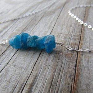 Shop Apatite Necklaces! Apatite Necklace, raw apatite, gemstone nuggets, rough blue stone necklace | Natural genuine Apatite necklaces. Buy crystal jewelry, handmade handcrafted artisan jewelry for women.  Unique handmade gift ideas. #jewelry #beadednecklaces #beadedjewelry #gift #shopping #handmadejewelry #fashion #style #product #necklaces #affiliate #ad